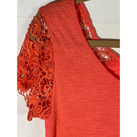 American rag short sleeve shirt sheer pink lace open back floral small READ - Picture 8 of 14